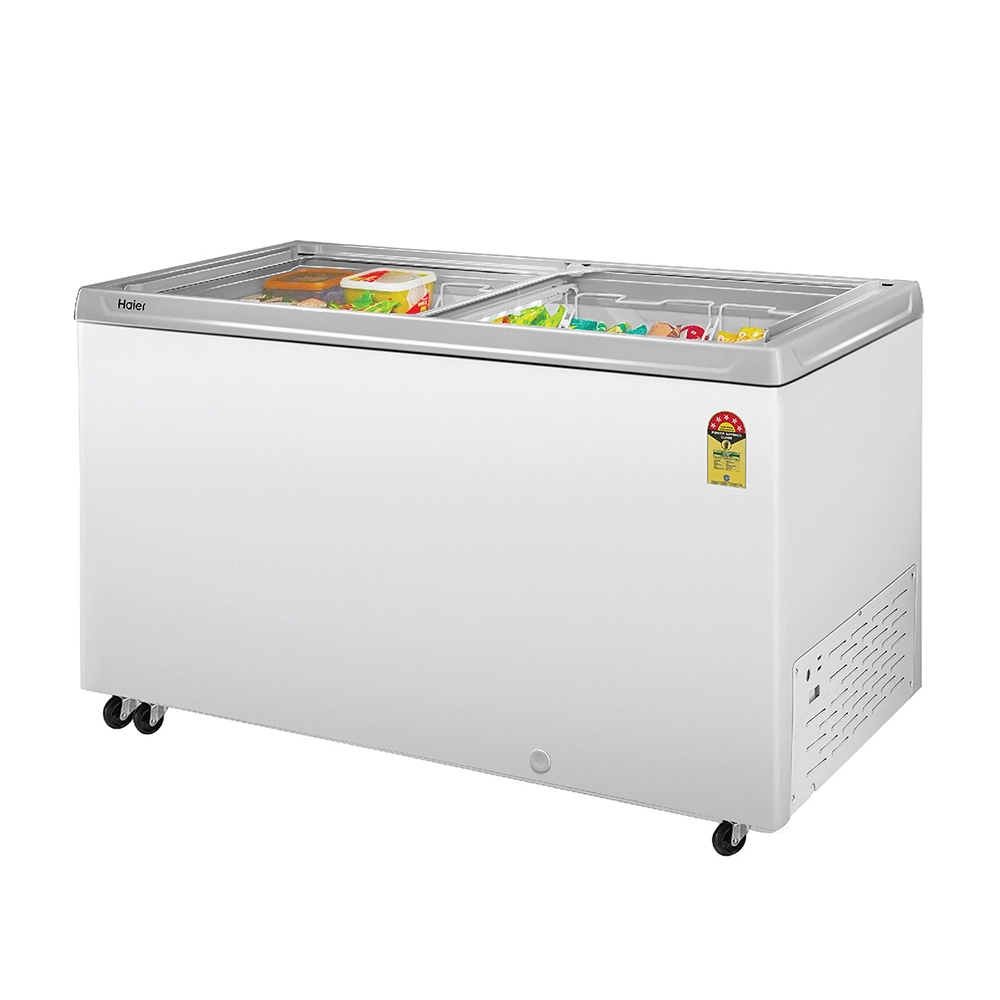 Haier 500 Litres Glass Top Deep Freezer, White Colour - HFC-575GM5